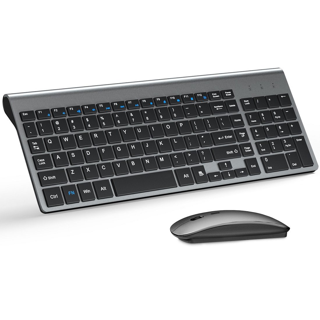 2.4G Wireless Keyboard and Mouse, Computer Keyboard and Mouse DPI  adjustment 2.4G Wireless Connection Plug And Play For Laptop For Metallic  Grey 