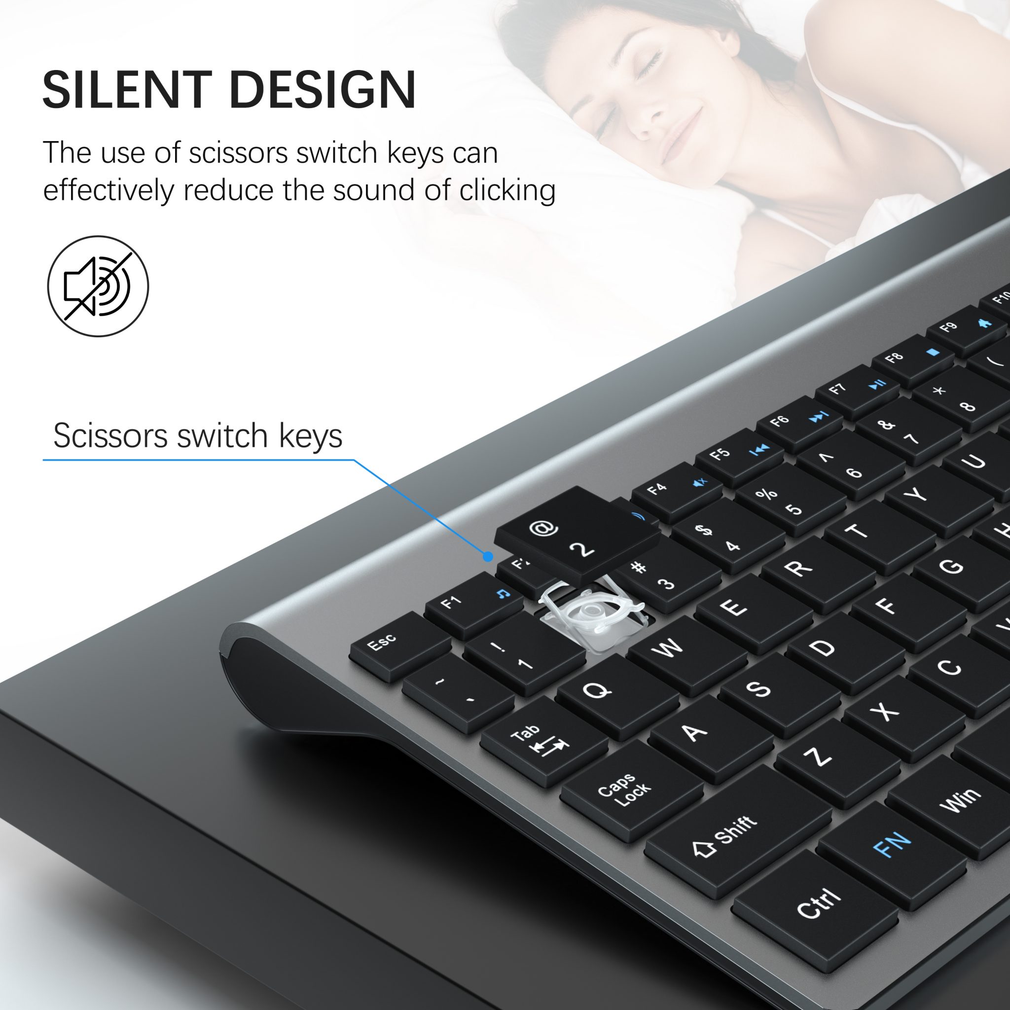 Wireless Keyboard and Mouse Combo, TopMate 2.4G Ultra Slim Compact Full