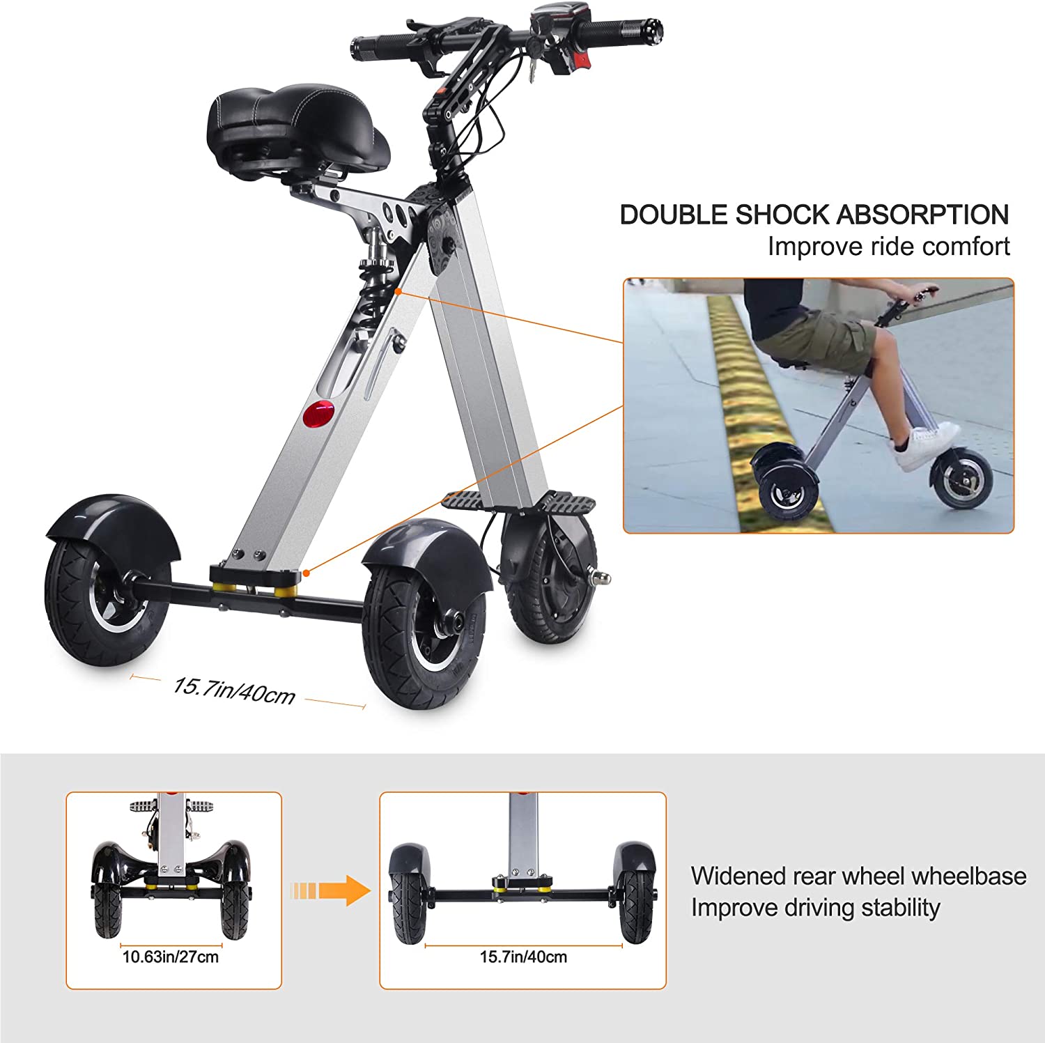 Vestlig Berolige pie TopMate ES31 Foldable Electric Scooter Mini Tricycle for Adults