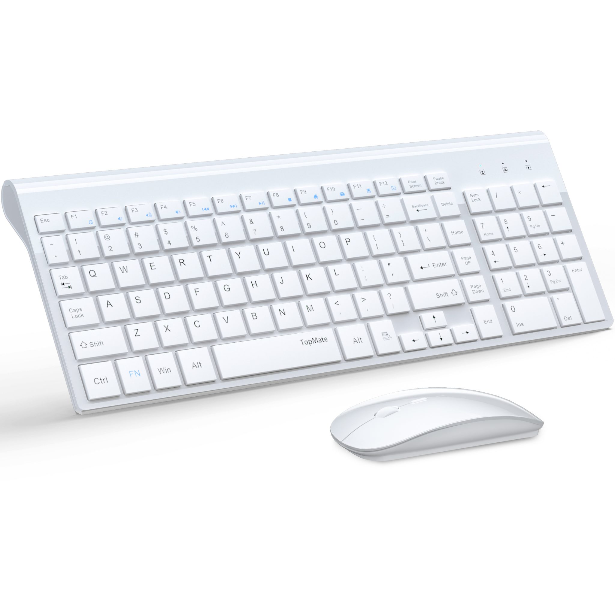 Combo de teclado y mouse inalámbrico - Mouse y teclado delgado de tamaño  completo, inalámbrico, con teclado numérico 2.4G conexión estable, DPI