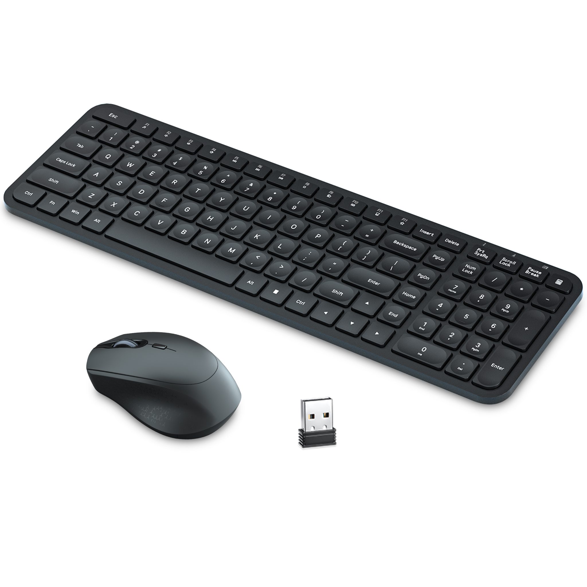 2.4GHZ USB Wireless Slim Keyboard and Cordless Mouse Combo Kit Set for PC Laptop 